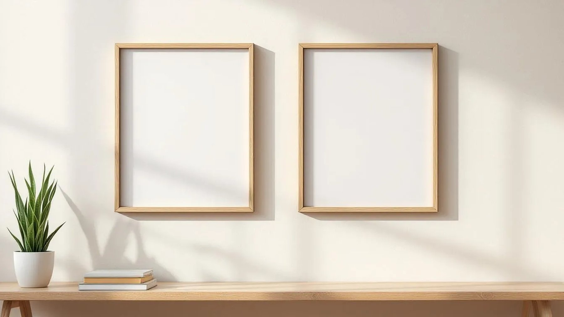 Frame Premium Interior Mockup — Raw Pine Frame Square 1:1 — Perspective View — #00131 | MockupBulk