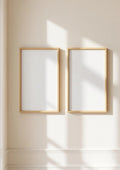 Frame Wall Art Mockup — Raw Pine Frame Portrait 2:3 — Perspective View — #00132 | MockupBulk