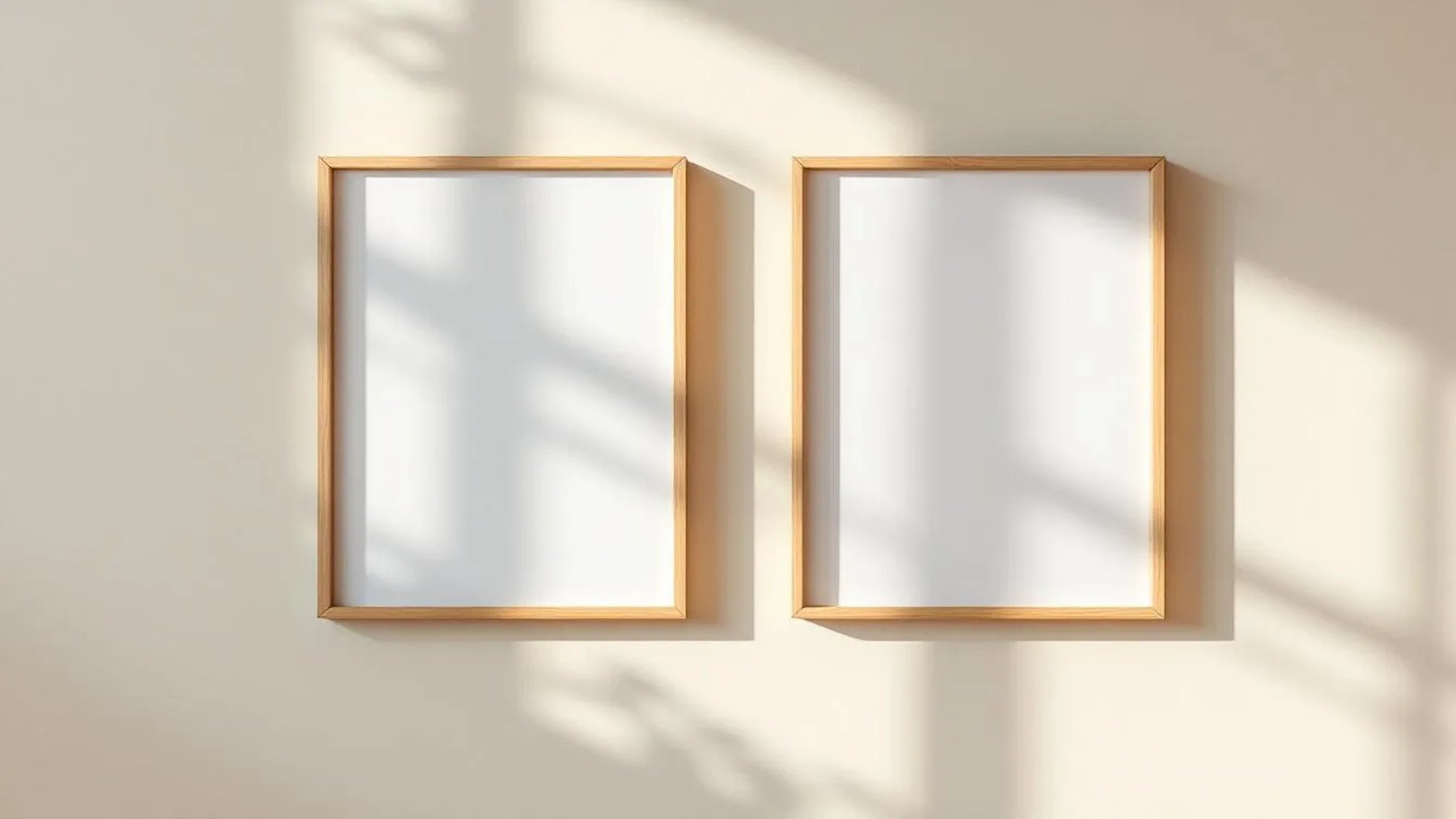 Frame Wall Art Mockup — Raw Pine Frame Portrait 2:3 — Perspective View — #00134 | MockupBulk