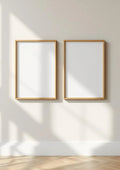 Frame Premium Interior Mockup — Raw Pine Frame Portrait 2:3 — Perspective View — #00135 | MockupBulk