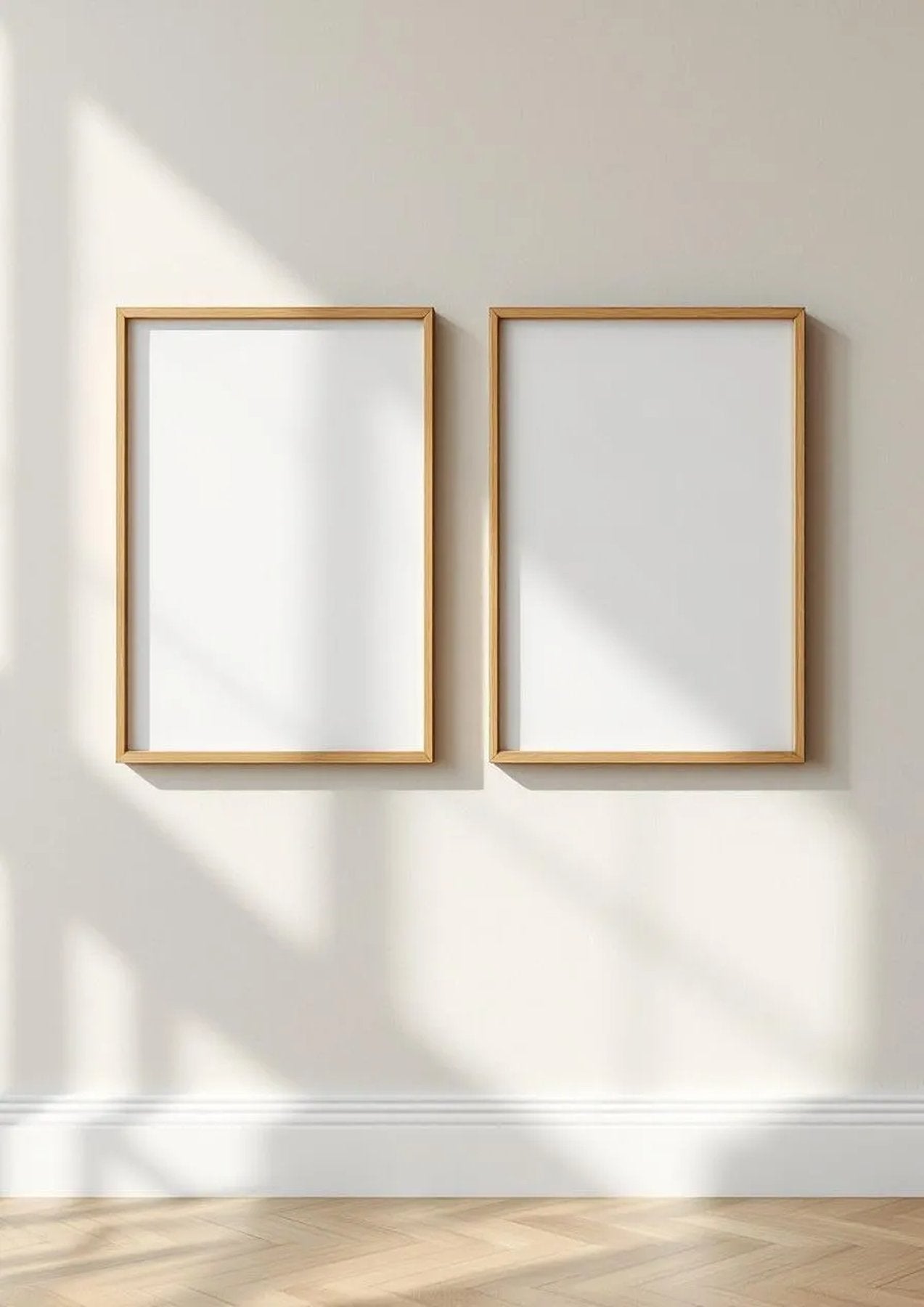 Frame Premium Interior Mockup — Raw Pine Frame Portrait 2:3 — Perspective View — #00135 | MockupBulk