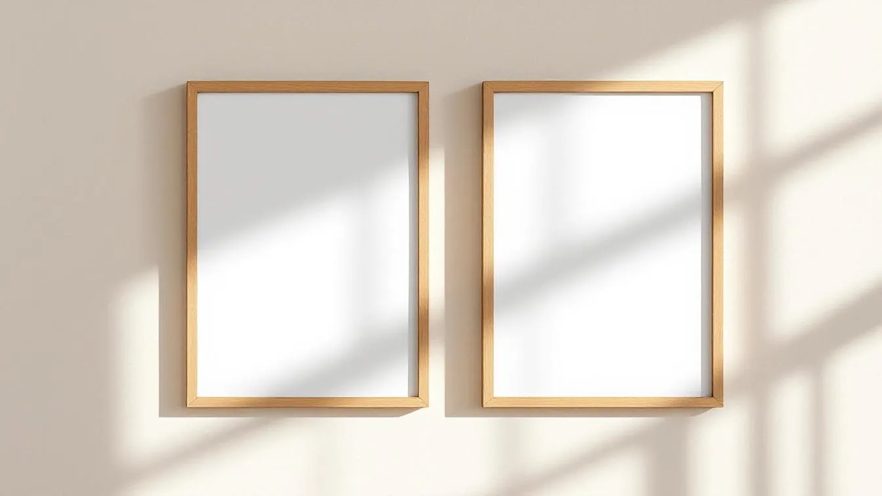 Frame Room Scene Mockup — Raw Pine Frame Square 1:1 — Perspective View — #00137 | MockupBulk