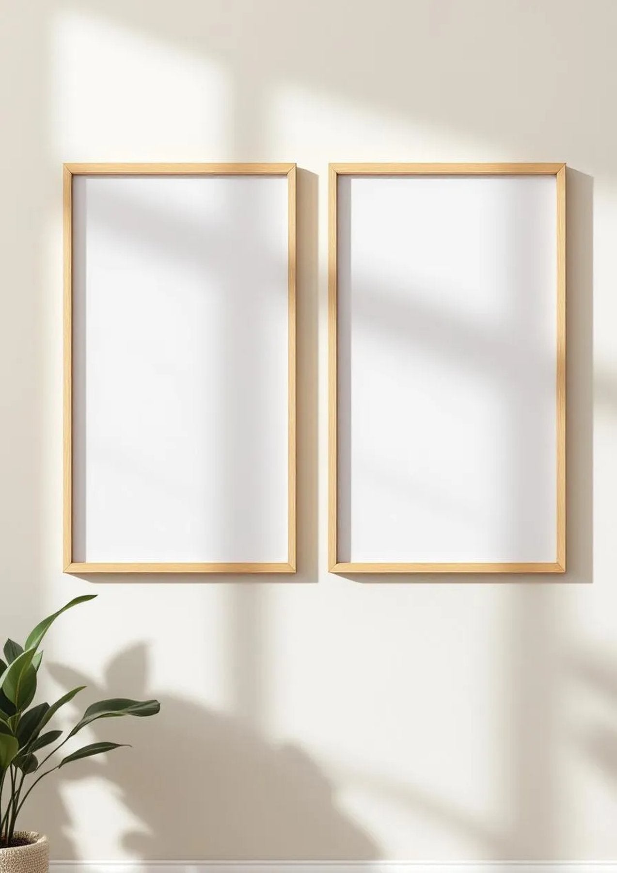 Frame Room Scene Mockup — Raw Pine Frame Portrait 2:3 — Perspective View — #00138 | MockupBulk
