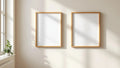 Frame Room Scene Mockup — Raw Pine Frame Square 1:1 — Perspective View — #00140 | MockupBulk