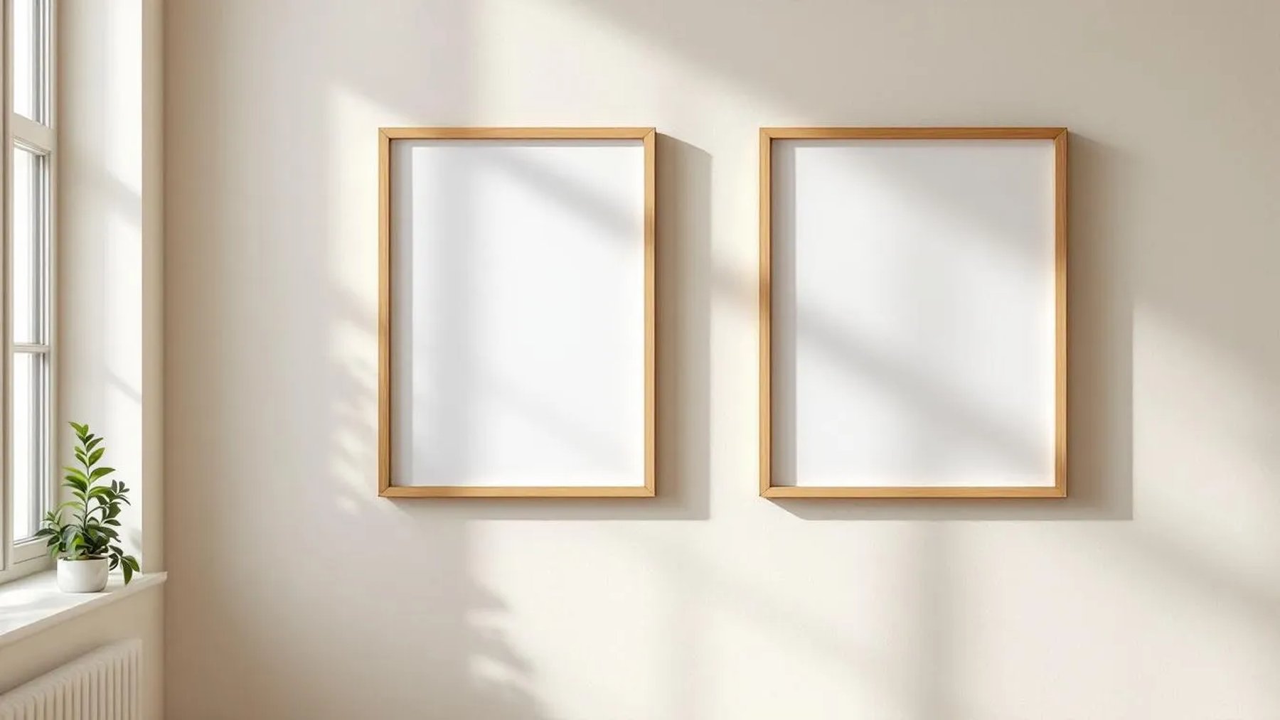 Frame Room Scene Mockup — Raw Pine Frame Square 1:1 — Perspective View — #00140 | MockupBulk