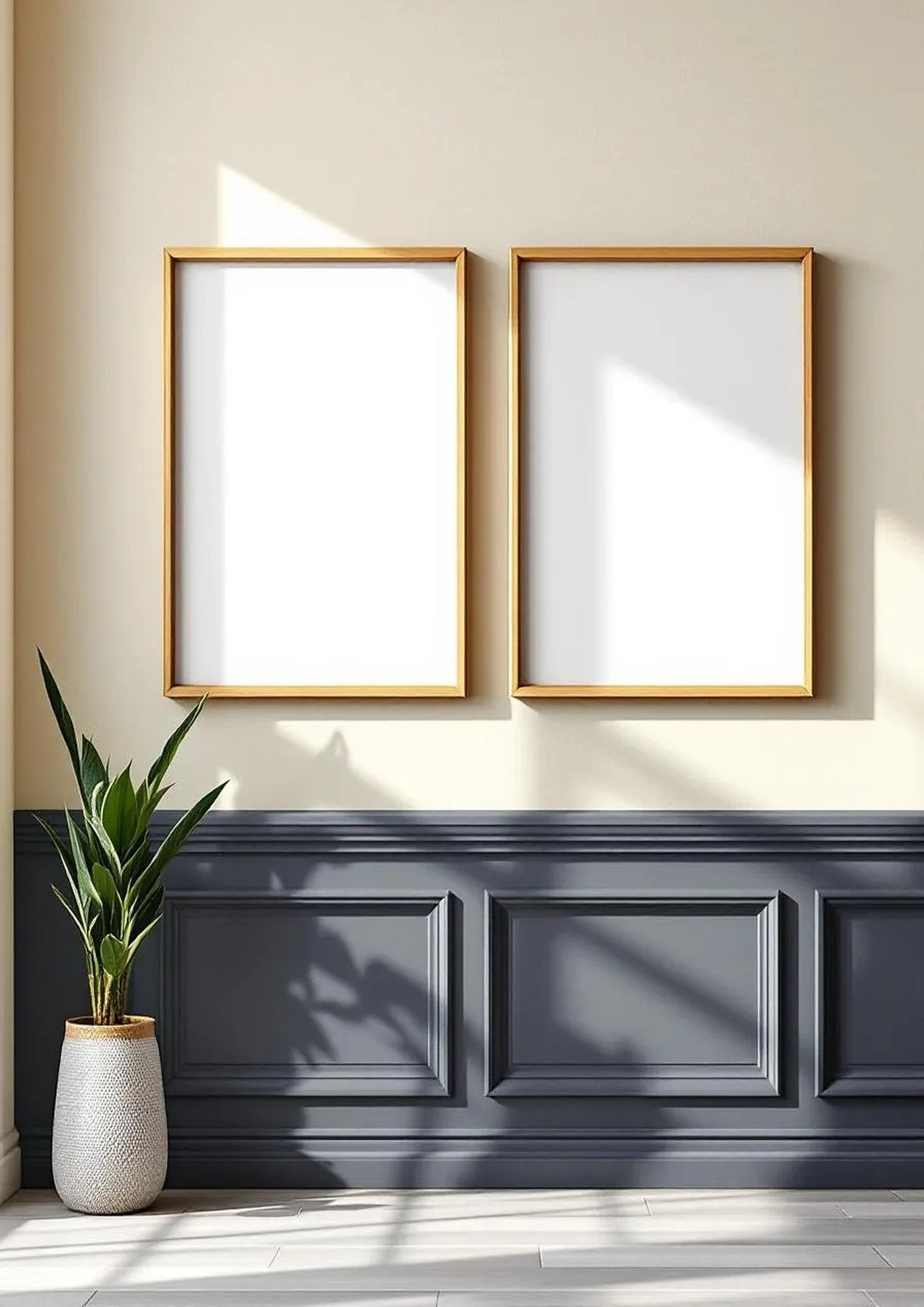 Frame Interior Frame Mockup — Raw Pine Frame Portrait 2:3 — Perspective View — #00141 | MockupBulk