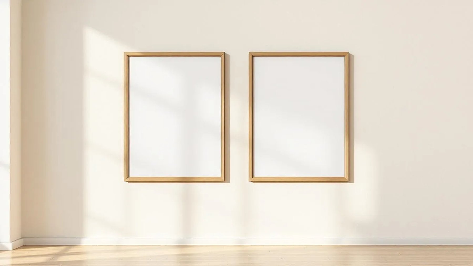 Frame Editorial Room Mockup — Raw Pine Frame Square 1:1 — Perspective View — #00143 | MockupBulk