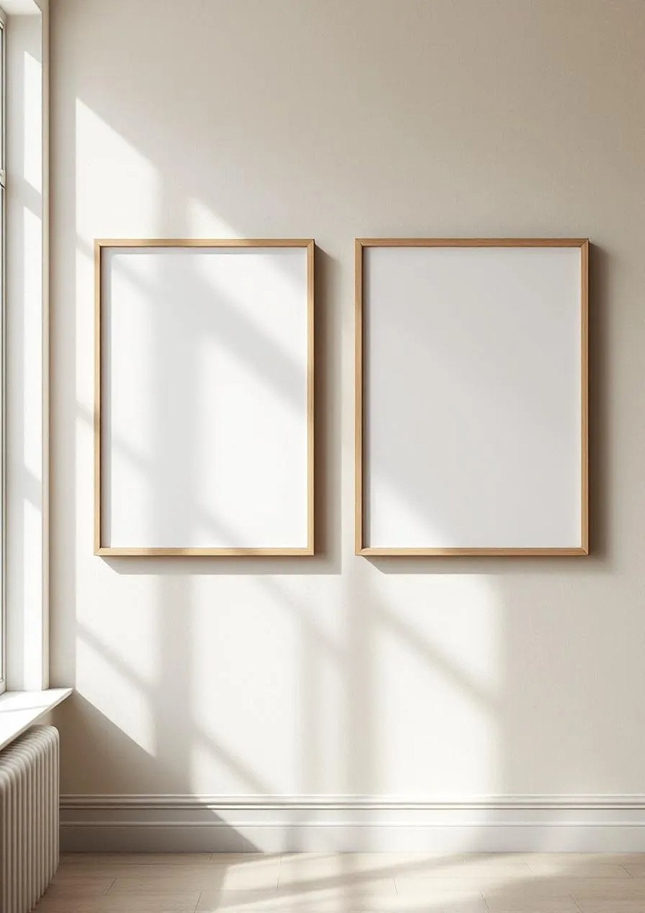 Frame Interior Frame Mockup — Raw Pine Frame Portrait 2:3 — Perspective View — #00147 | MockupBulk
