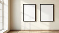 Frame Room Scene Mockup — Matte Black Frame Square 1:1 — Perspective View — #00170 | MockupBulk