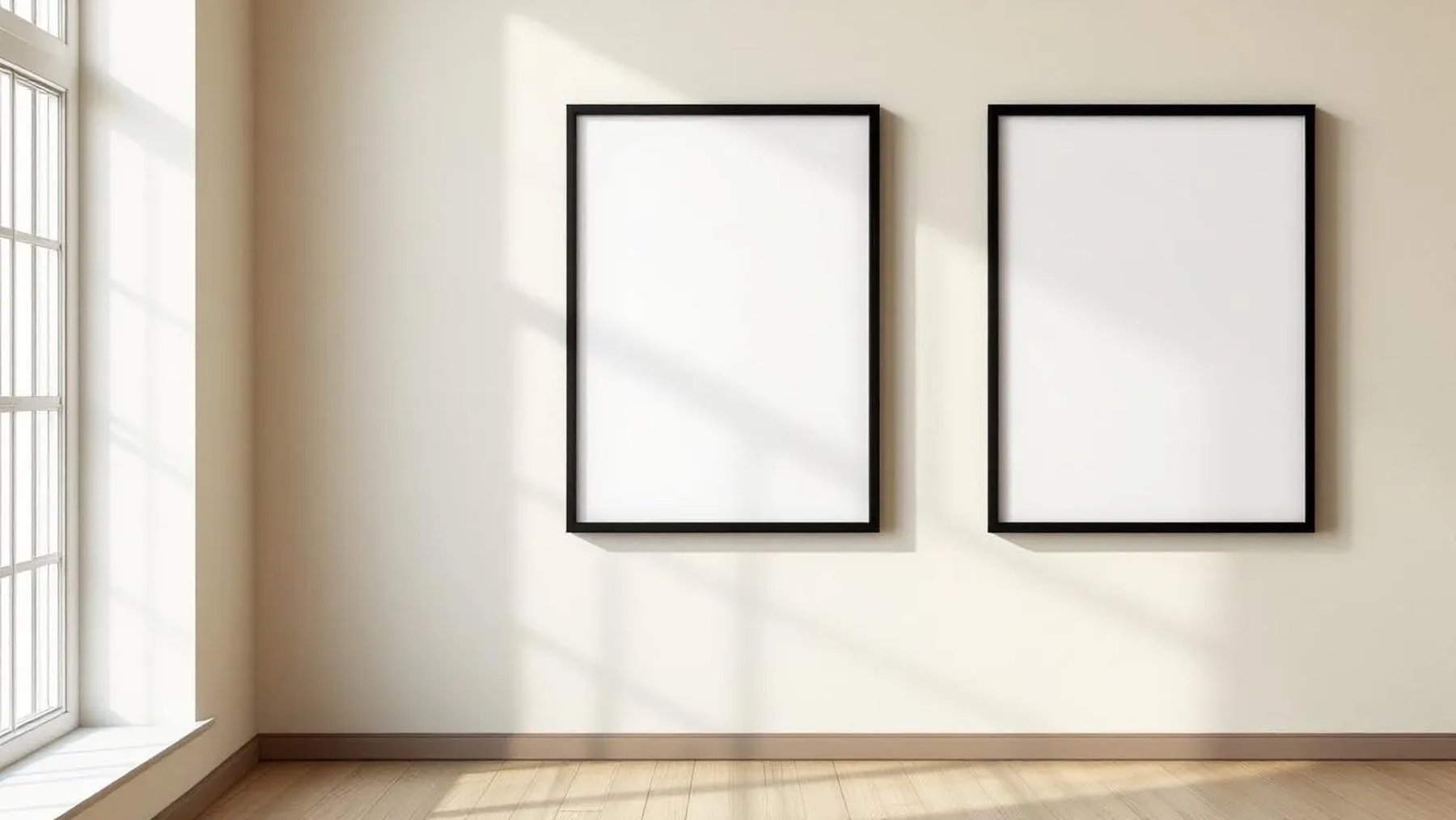 Frame Room Scene Mockup — Matte Black Frame Square 1:1 — Perspective View — #00170 | MockupBulk