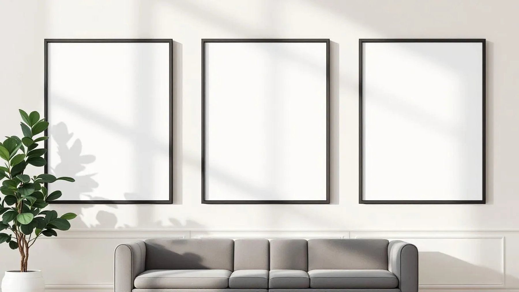 Frame Premium Interior Mockup — Matte Black Frame Square 1:1 — Perspective View — #00185 | MockupBulk