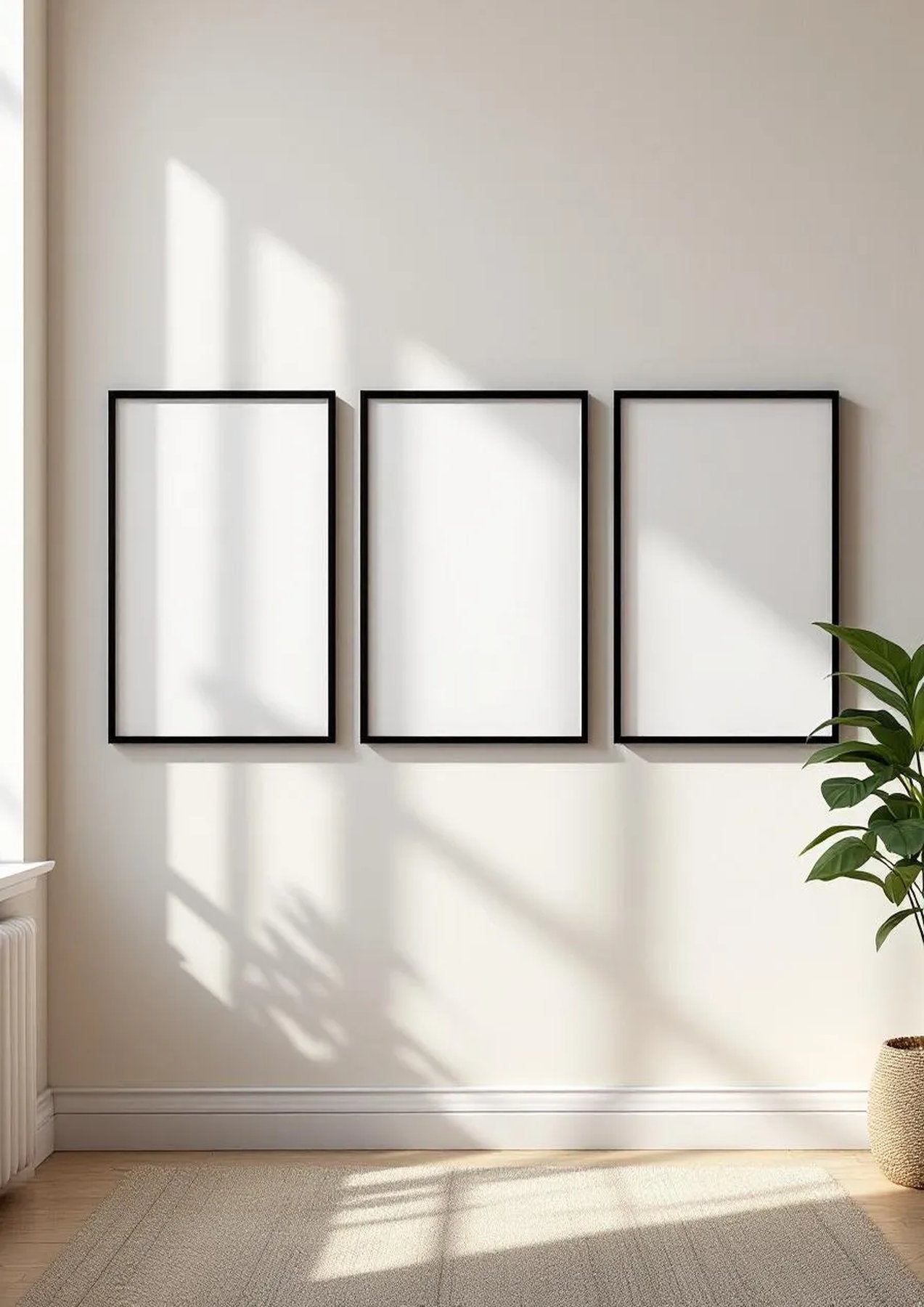 Frame Interior Frame Mockup — Matte Black Frame Portrait 2:3 — Perspective View — #00186 | MockupBulk