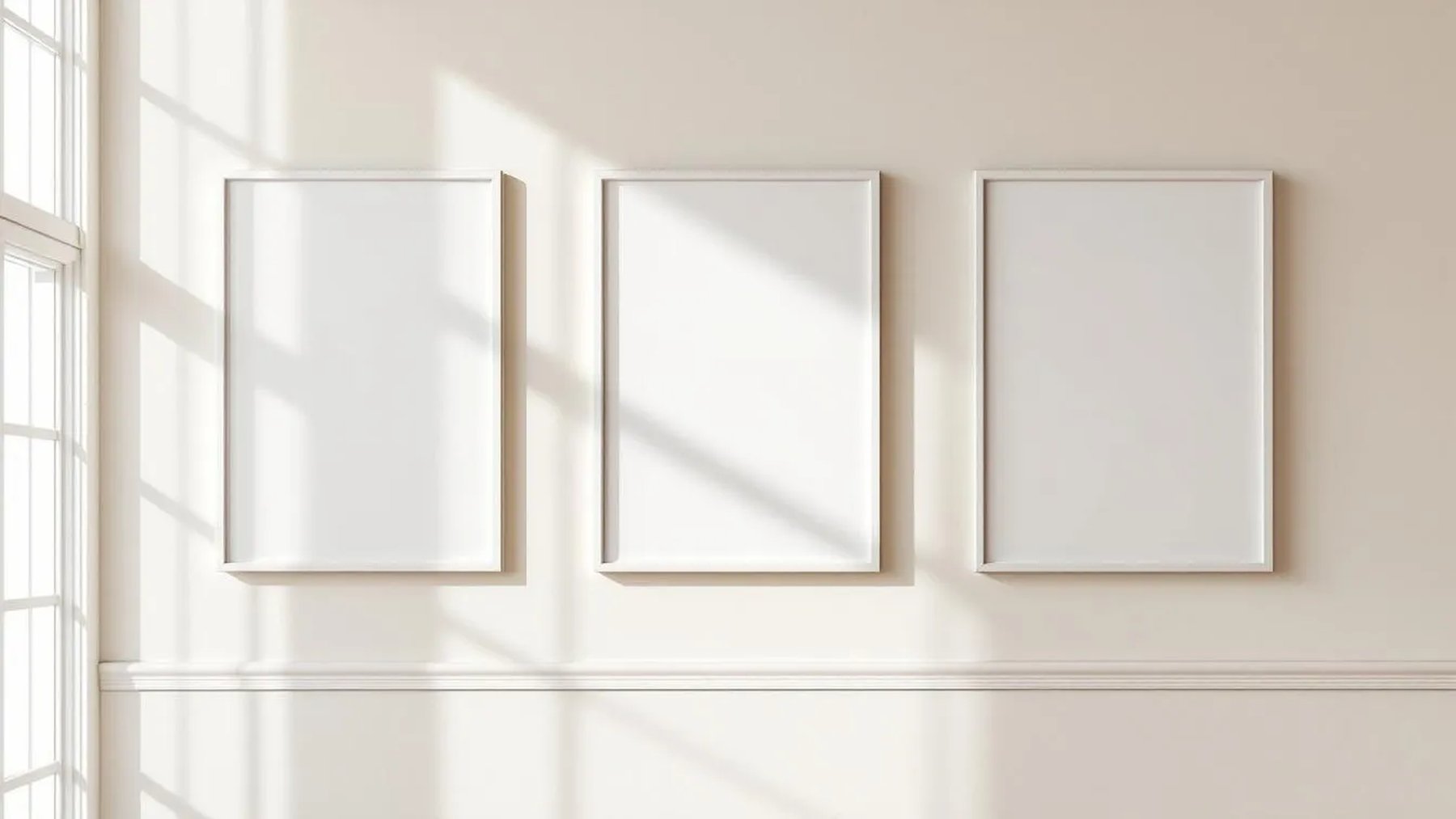 Frame Wall Art Mockup — White Frame Square 1:1 — Perspective View — #00197 | MockupBulk