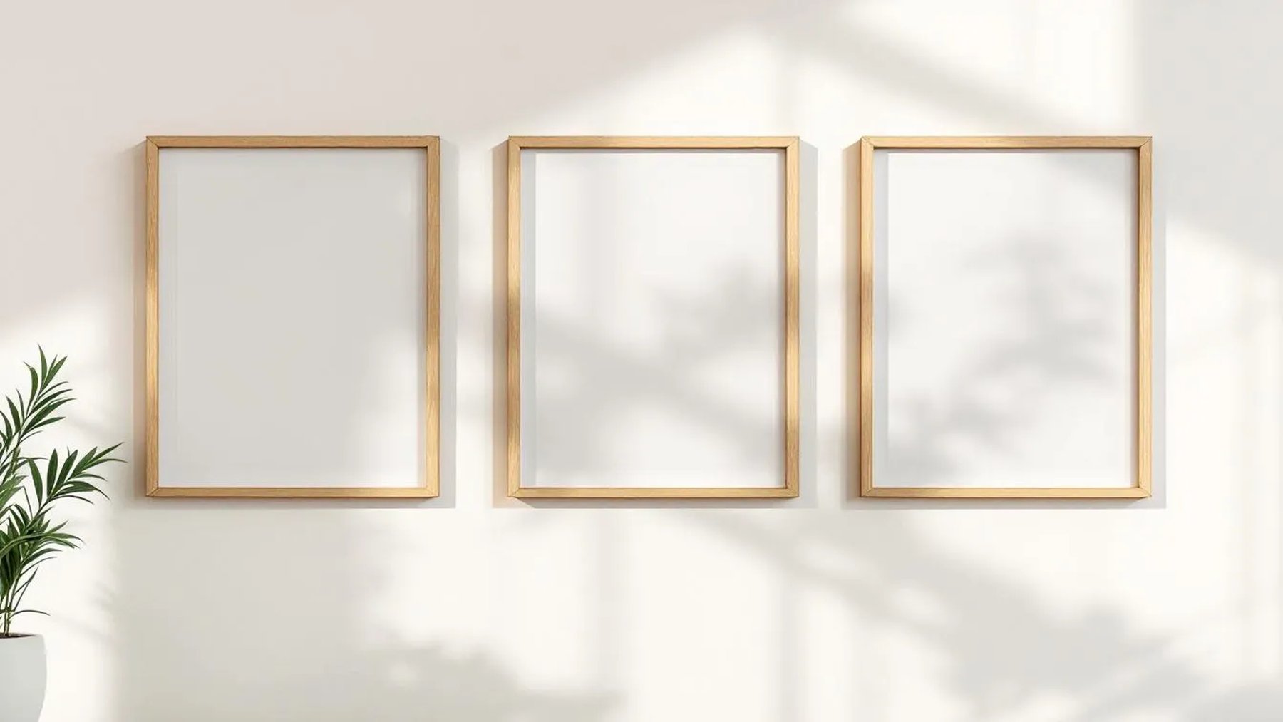 Frame Styled Room Mockup — Natural Oak Frame Square 1:1 — Perspective View — #00215 | MockupBulk