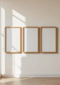 Frame High-Res Frame Mockup — Natural Oak Frame Portrait 2:3 — Perspective View — #00216 | MockupBulk