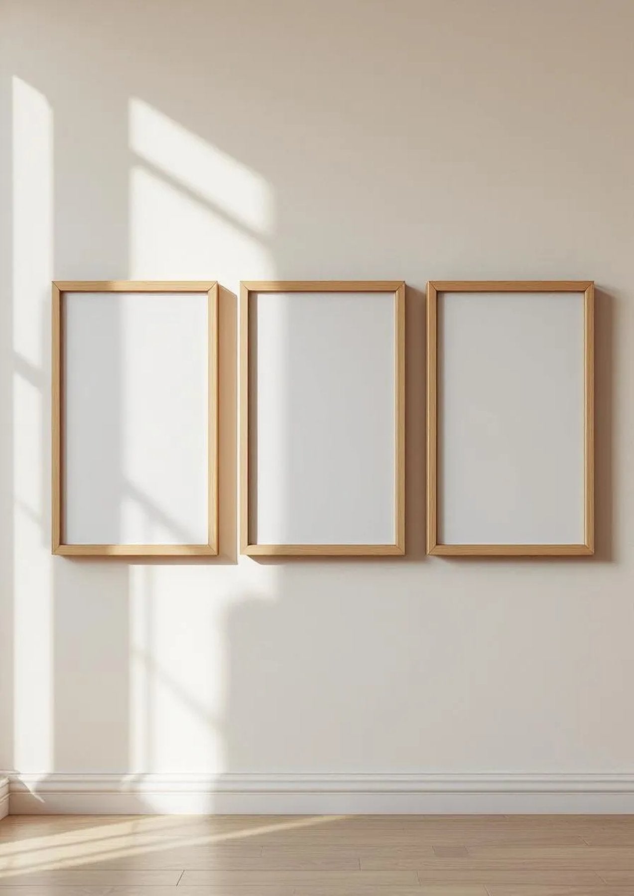 Frame High-Res Frame Mockup — Natural Oak Frame Portrait 2:3 — Perspective View — #00216 | MockupBulk
