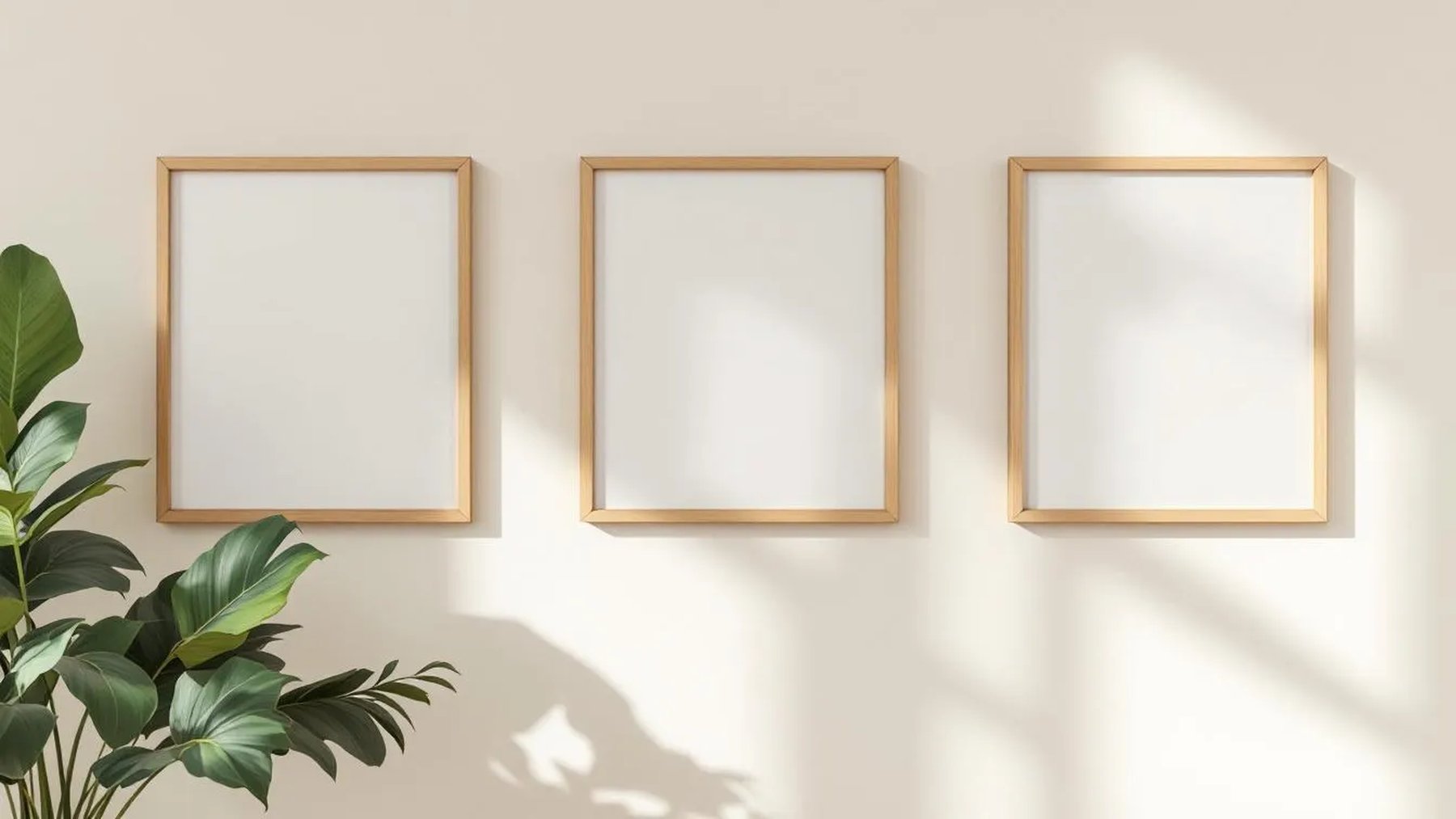 Frame Styled Room Mockup — Natural Oak Frame Portrait 2:3 — Perspective View — #00221 | MockupBulk