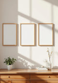 Frame Frame Display Mockup — Natural Oak Frame Portrait 2:3 — Perspective View — #00222 | MockupBulk