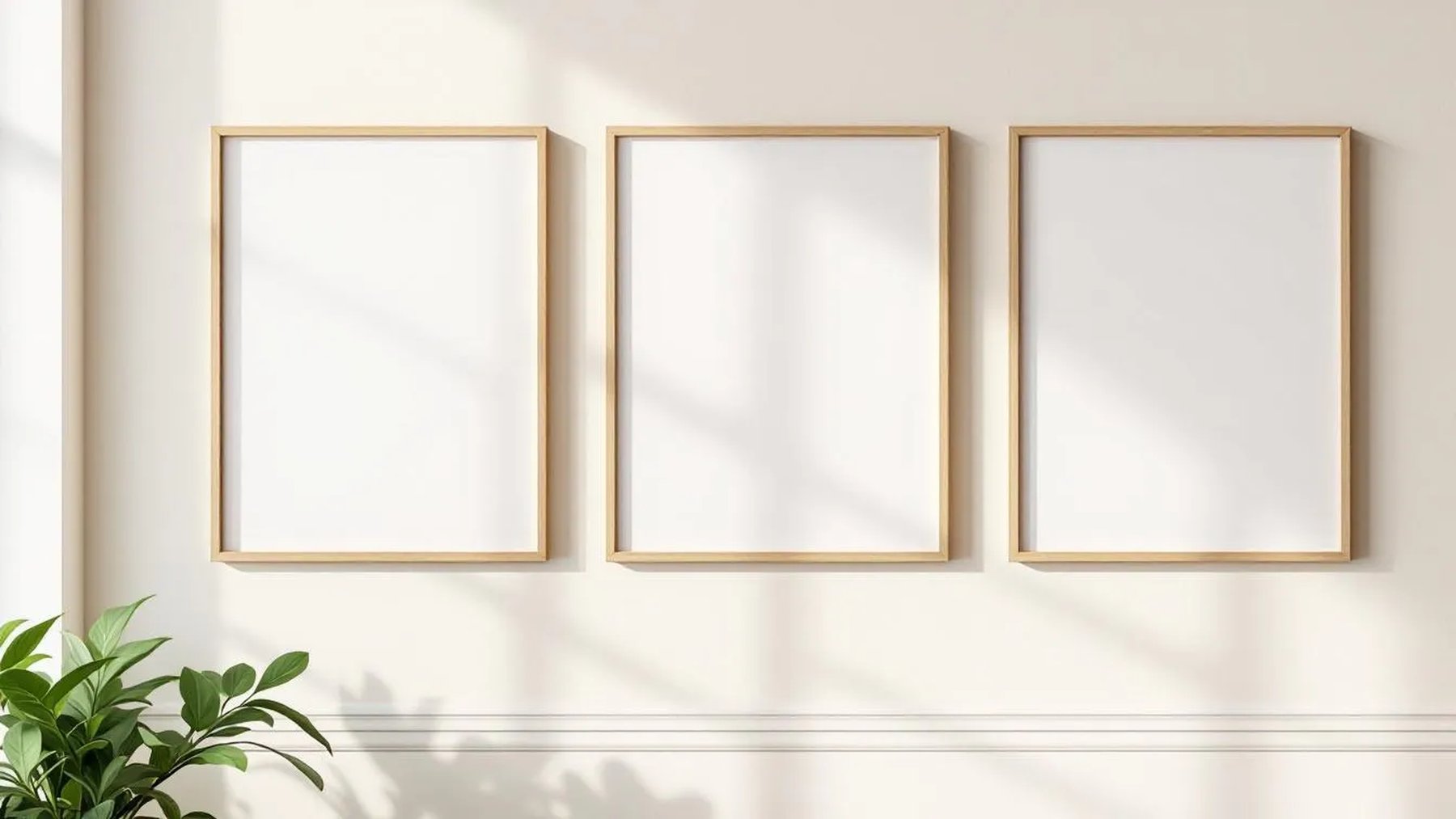 Frame Editorial Room Mockup — Natural Oak Frame Square 1:1 — Perspective View — #00224 | MockupBulk