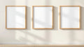Frame Premium Interior Mockup — Natural Oak Frame Square 1:1 — Perspective View — #00230 | MockupBulk