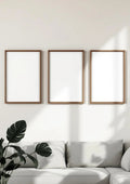 Frame Premium Interior Mockup — Walnut Frame Square 1:1 — Perspective View — #00237 | MockupBulk