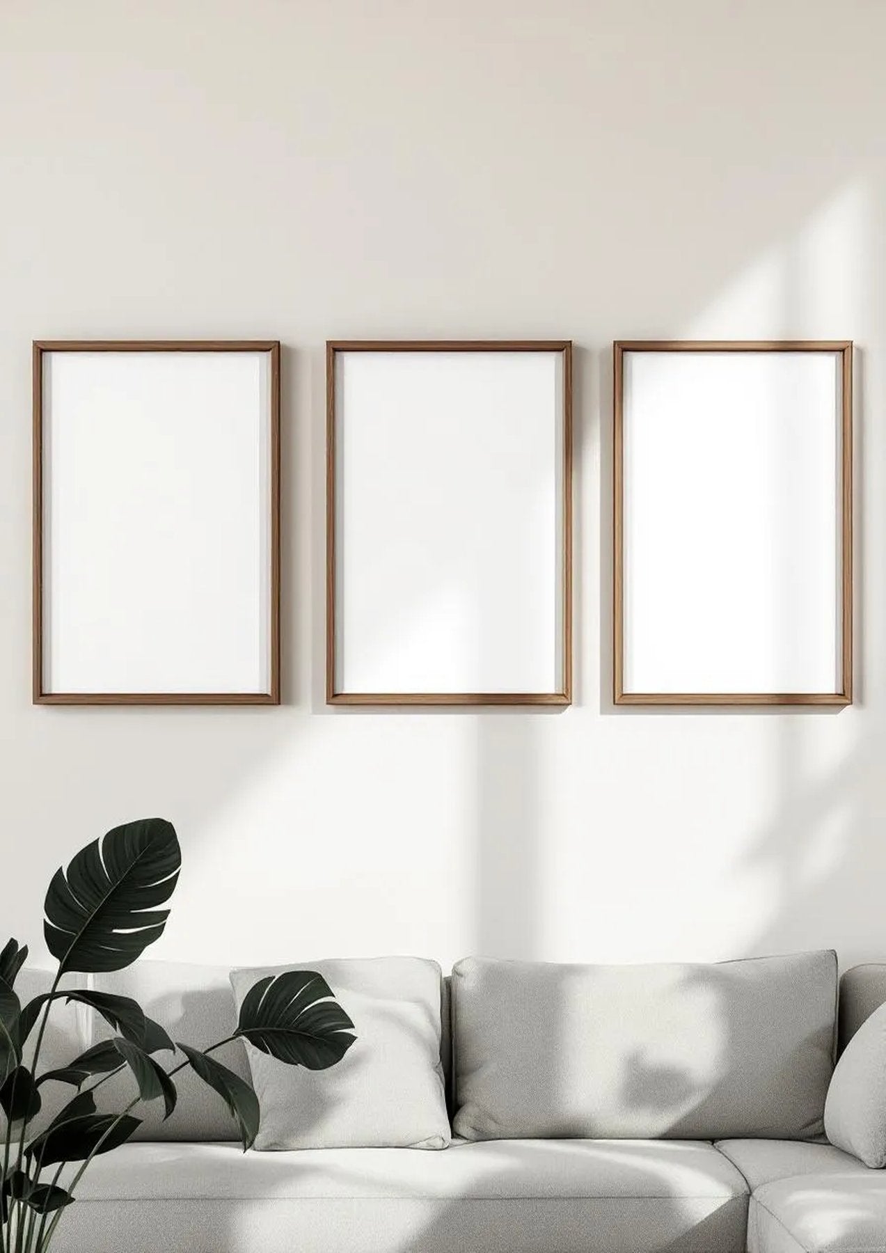 Frame Premium Interior Mockup — Walnut Frame Square 1:1 — Perspective View — #00237 | MockupBulk