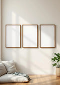 Frame Wall Art Mockup — Walnut Frame Landscape 11x14 — Perspective View — #00240 | MockupBulk