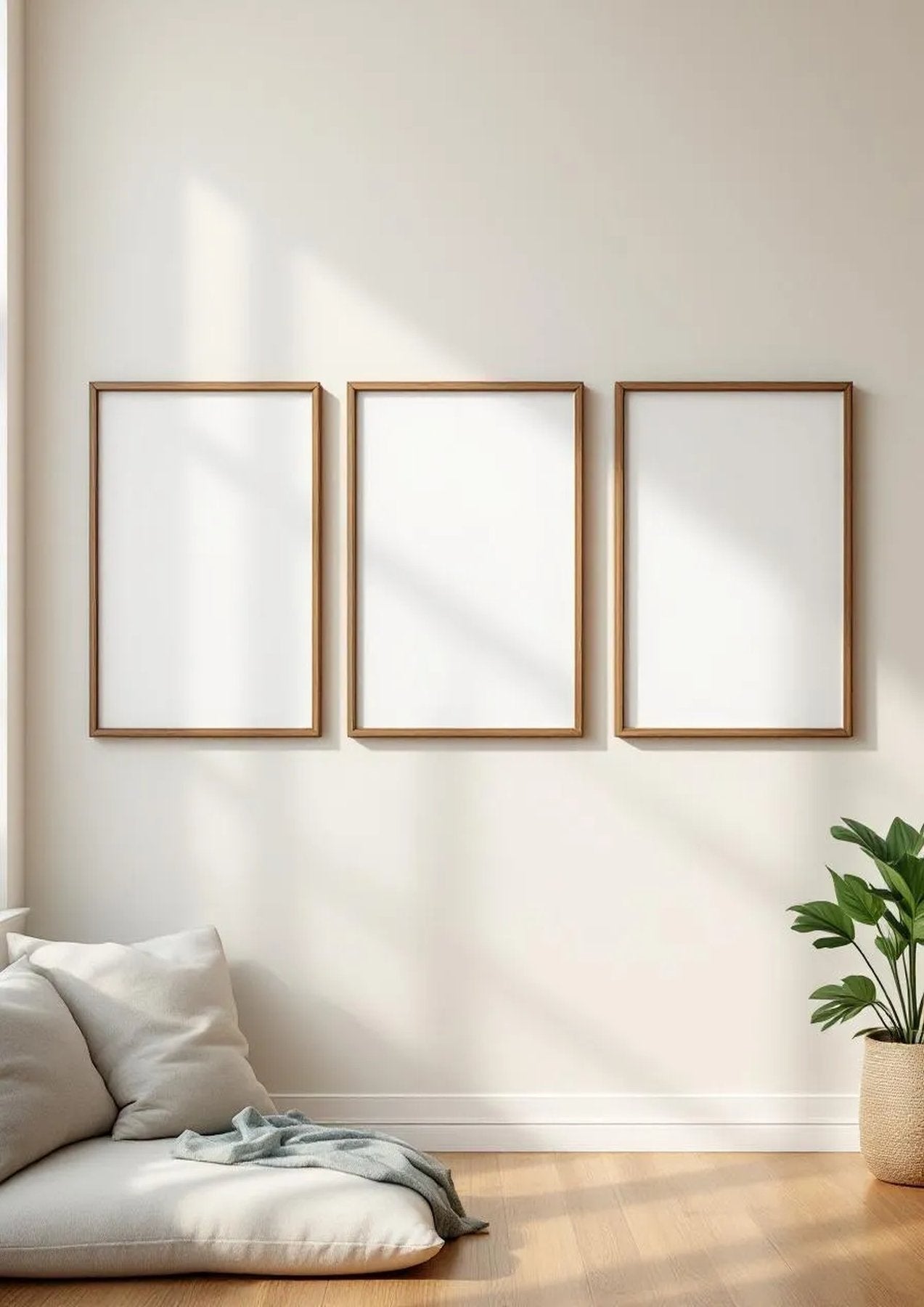 Frame Wall Art Mockup — Walnut Frame Landscape 11x14 — Perspective View — #00240 | MockupBulk