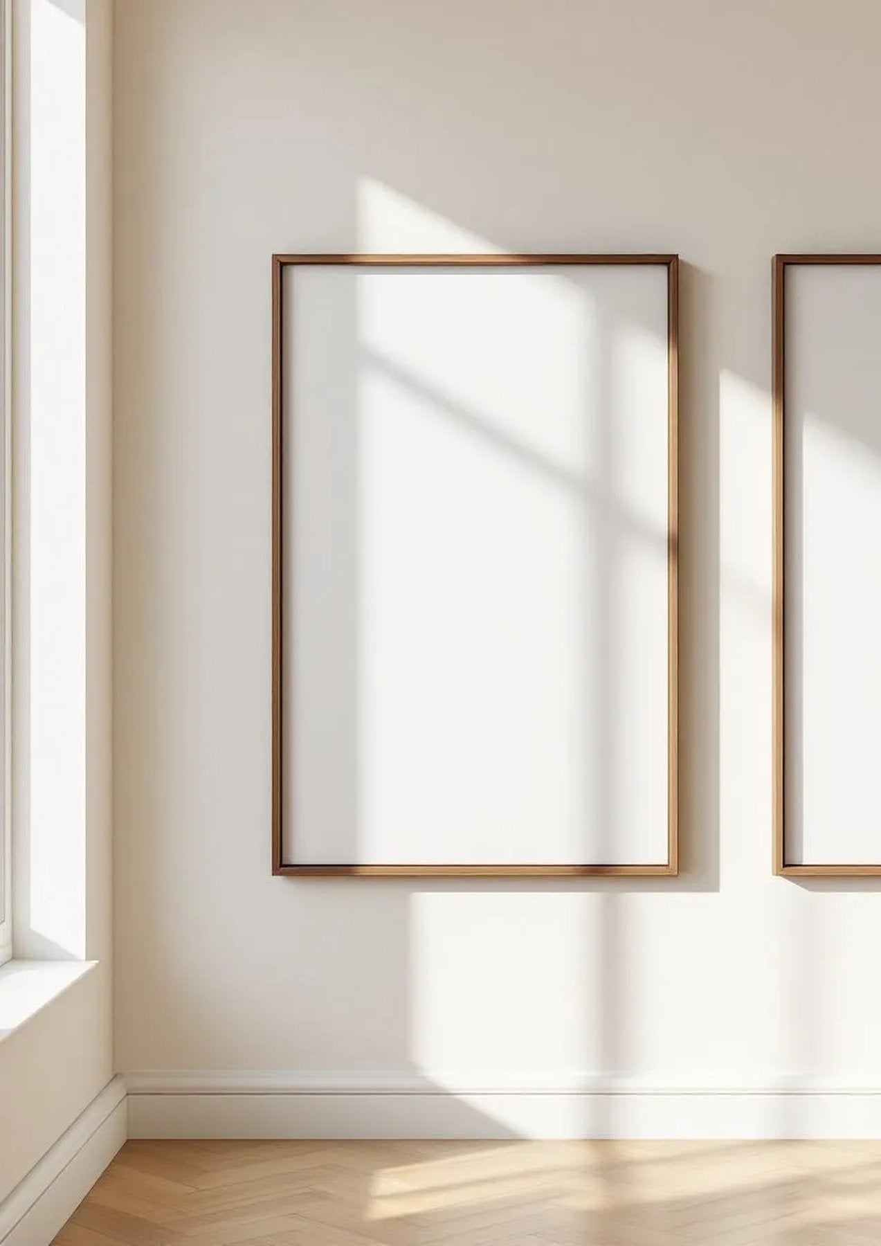 Frame Editorial Room Mockup — Walnut Frame Portrait 2:3 — Perspective View — #00243 | MockupBulk