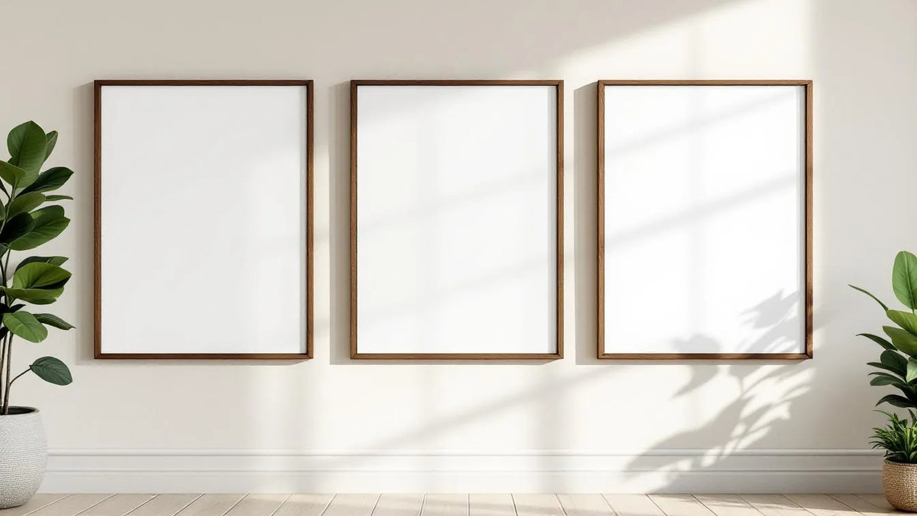 Frame High-Res Frame Mockup — Walnut Frame Square 1:1 — Perspective View — #00245 | MockupBulk
