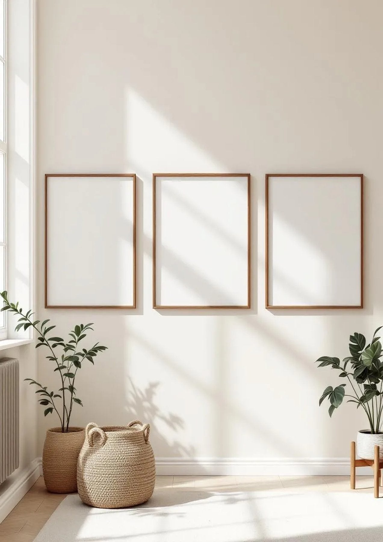 Frame Styled Room Mockup — Walnut Frame Portrait 2:3 — Perspective View — #00246 | MockupBulk