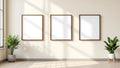 Frame Premium Interior Mockup — Walnut Frame Square 1:1 — Perspective View — #00251 | MockupBulk