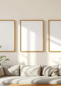 Frame Interior Frame Mockup — Gold Frame Portrait 2:3 — Perspective View — #00258 | MockupBulk