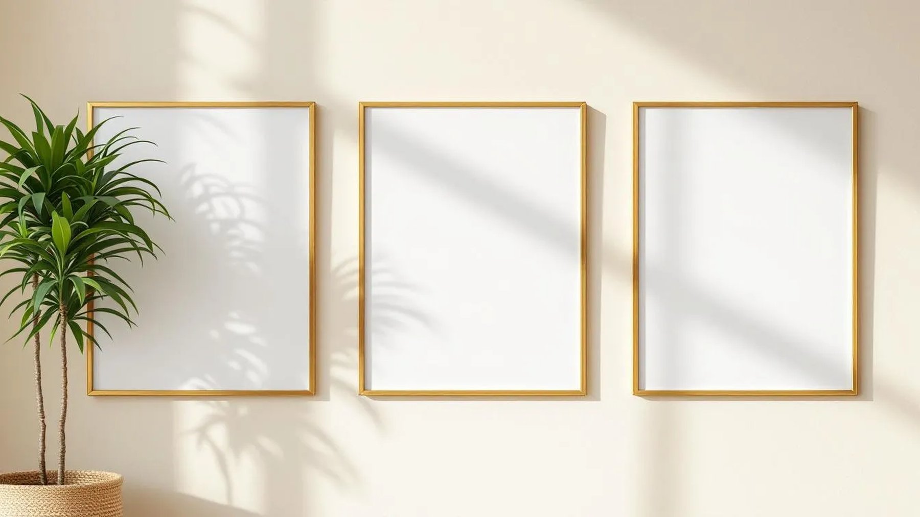 Frame Editorial Room Mockup — Gold Frame Square 1:1 — Perspective View — #00266 | MockupBulk
