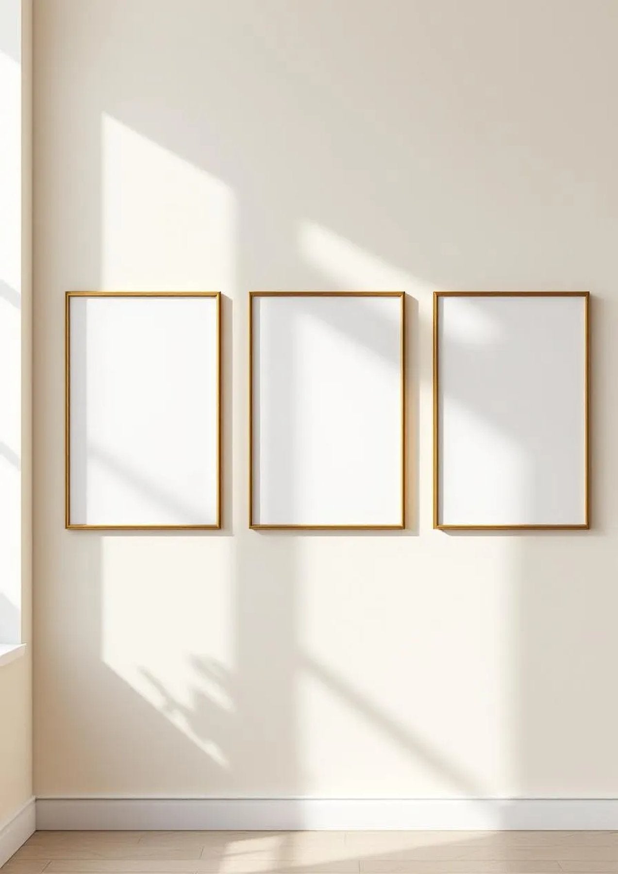 Frame Interior Frame Mockup — Gold Frame Portrait 2:3 — Perspective View — #00270 | MockupBulk