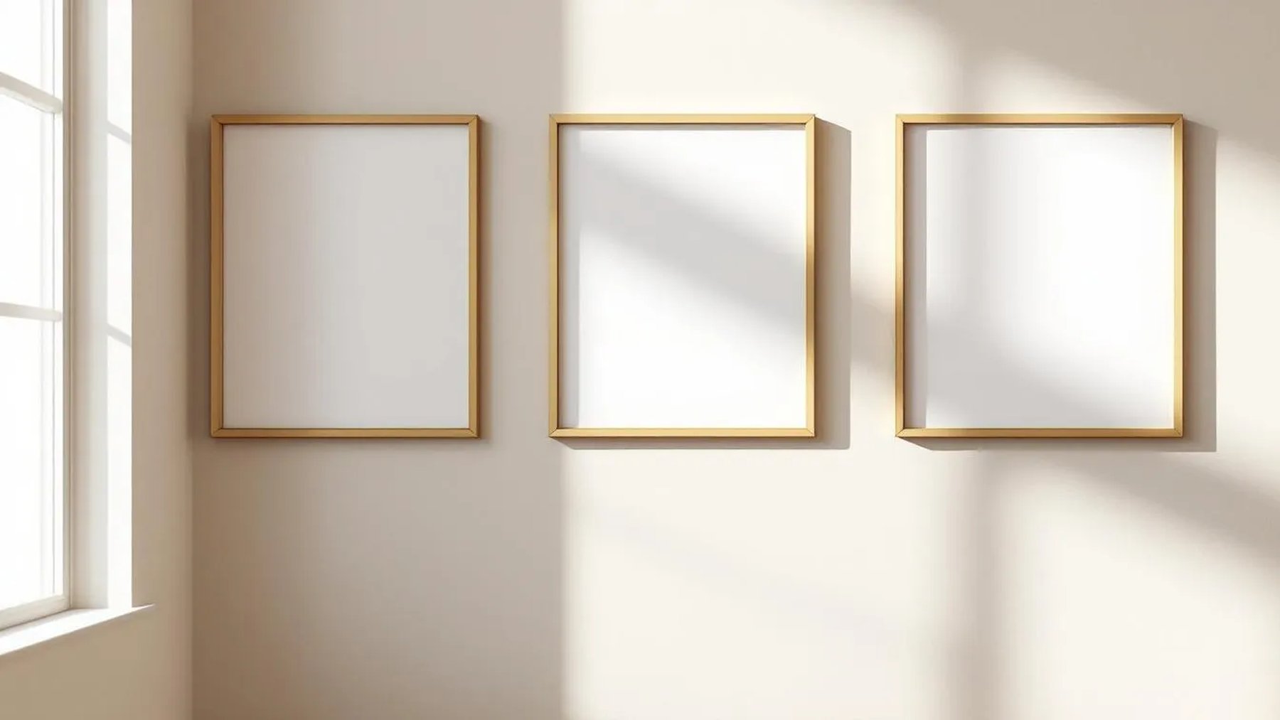 Frame Premium Interior Mockup — Gold Frame Portrait 2:3 — Perspective View — #00272 | MockupBulk