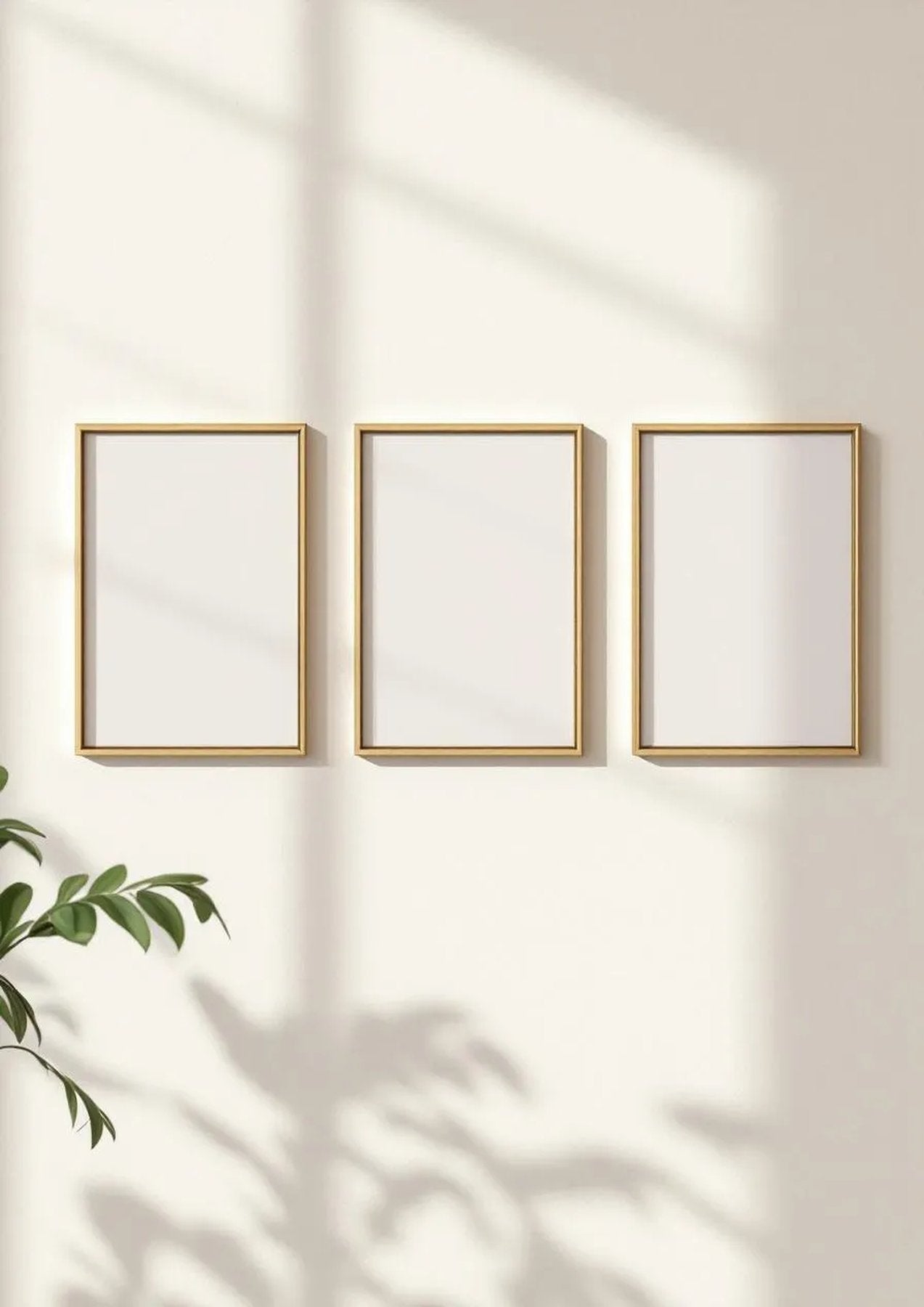 Frame Premium Interior Mockup — Gold Frame Portrait 2:3 — Perspective View — #00273 | MockupBulk