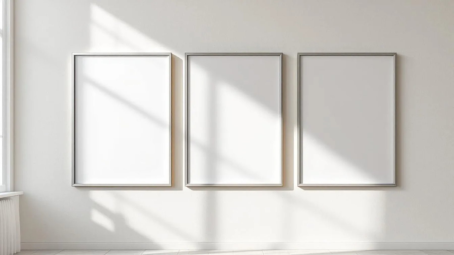 Frame Editorial Room Mockup — Silver Frame Portrait 2:3 — Perspective View — #00275 | MockupBulk