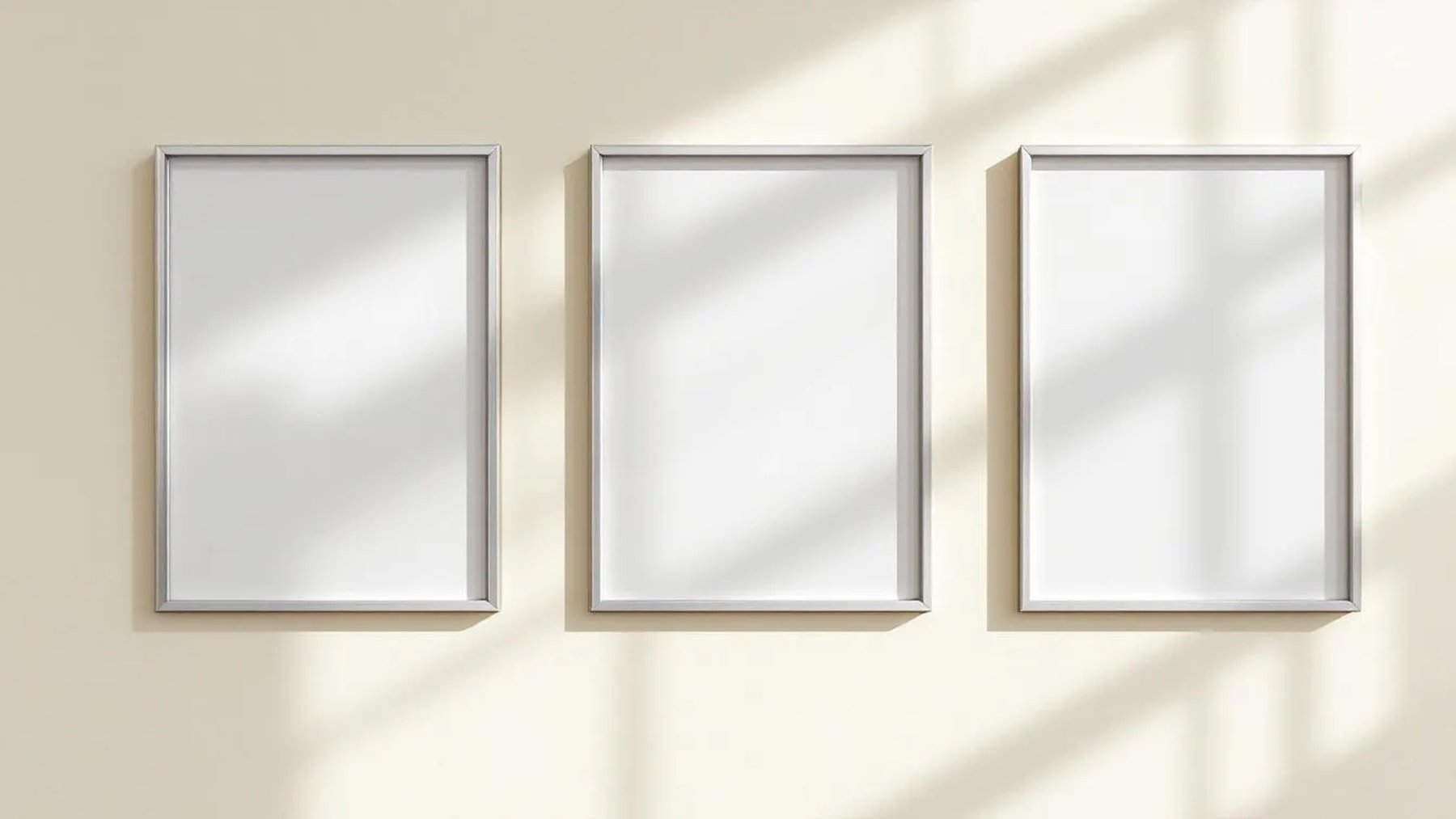 Frame Premium Interior Mockup — Silver Frame Square 1:1 — Perspective View — #00278 | MockupBulk