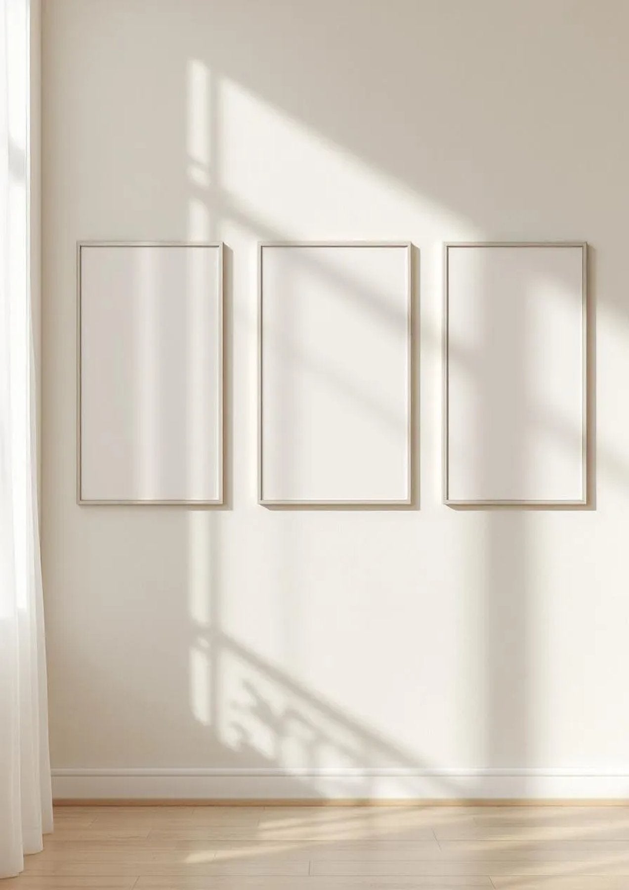 Frame Wall Art Mockup — Silver Frame Portrait 2:3 — Perspective View — #00288 | MockupBulk