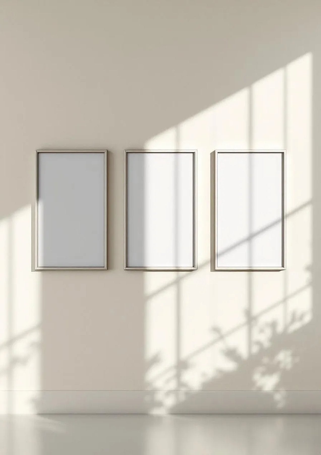 Frame High-Res Frame Mockup — Silver Frame Portrait 2:3 — Perspective View — #00291 | MockupBulk