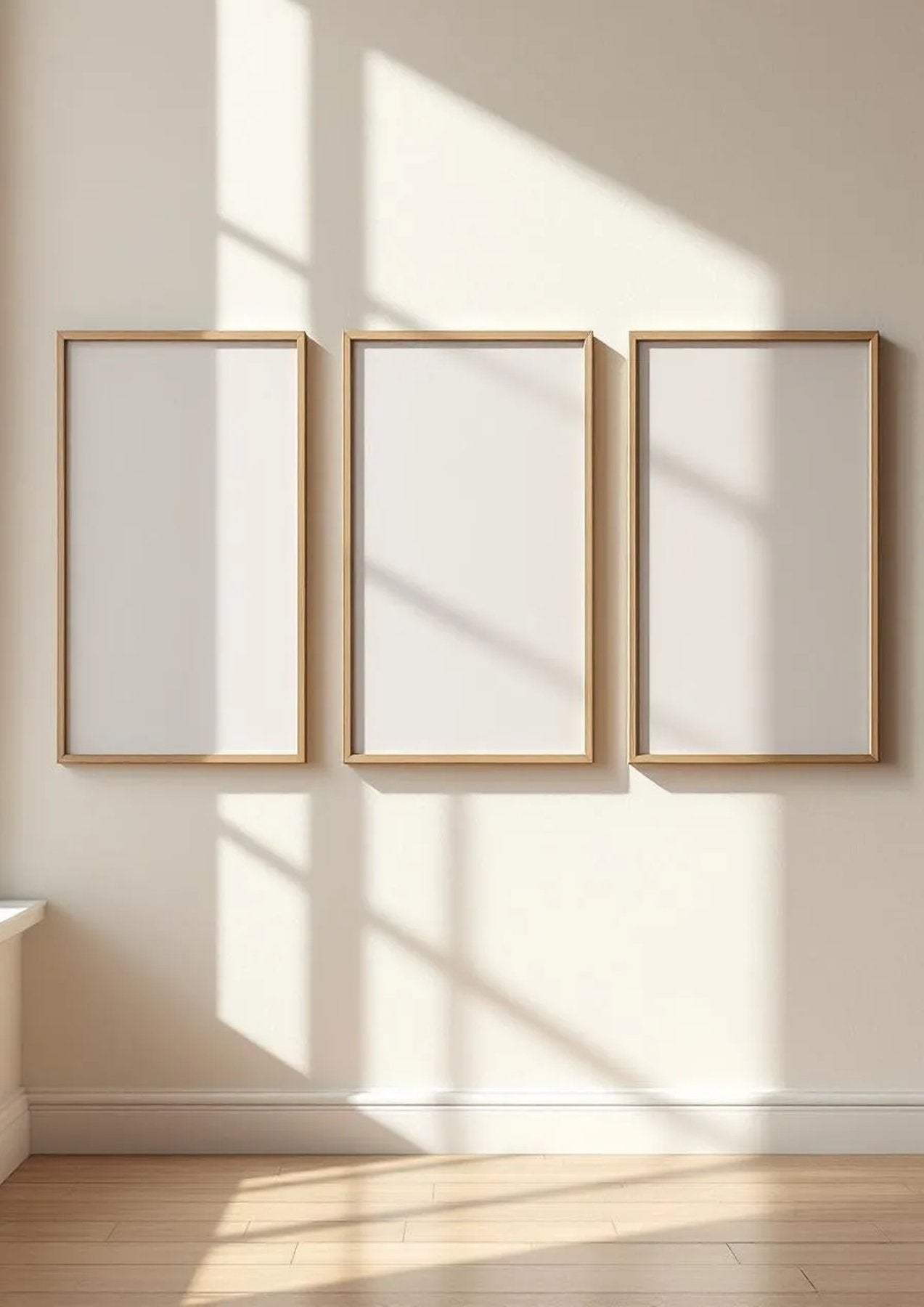 Frame Styled Room Mockup — Raw Pine Frame Portrait 2:3 — Perspective View — #00297 | MockupBulk