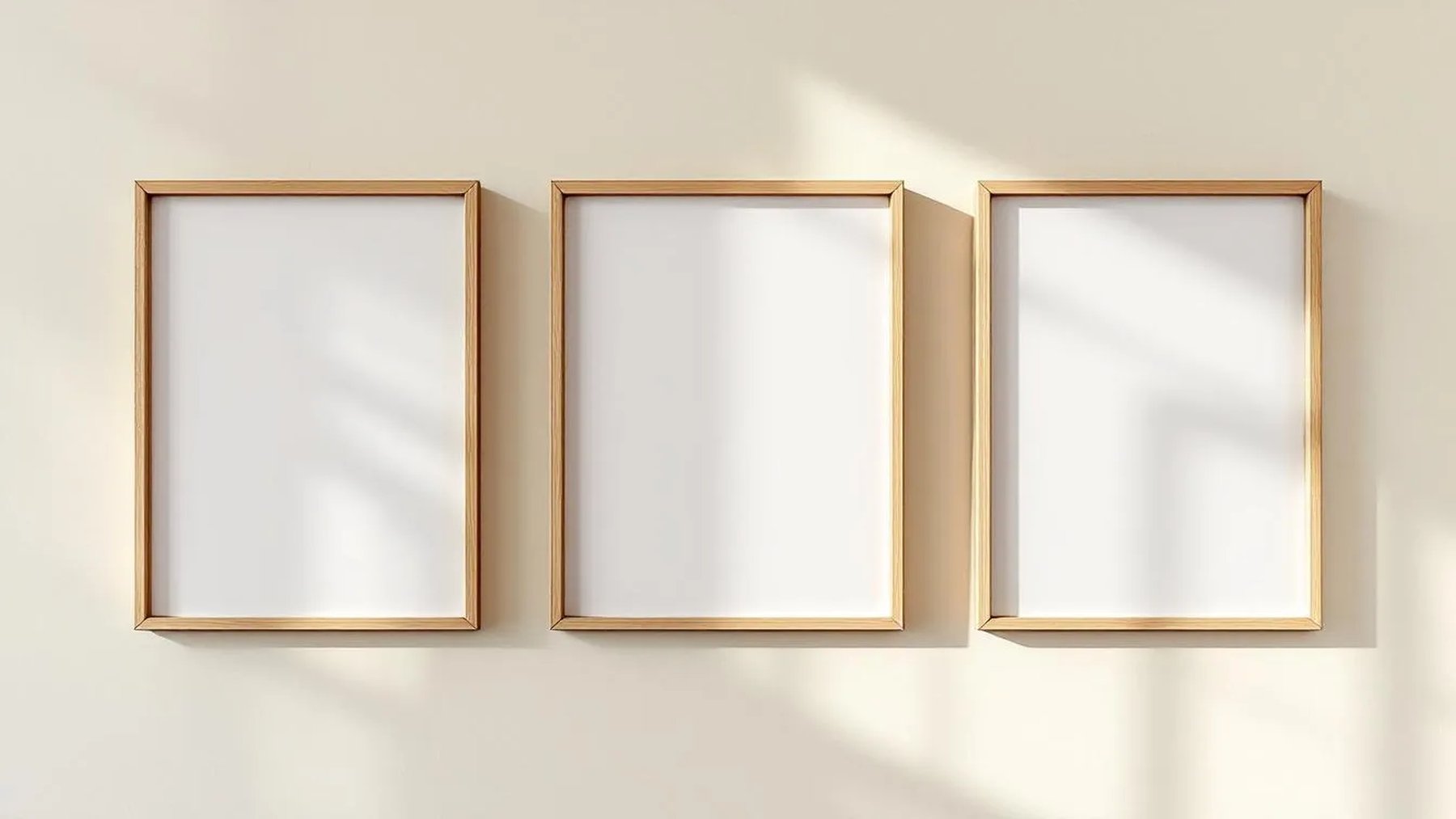 Frame Premium Interior Mockup — Raw Pine Frame Square 1:1 — Perspective View — #00299 | MockupBulk