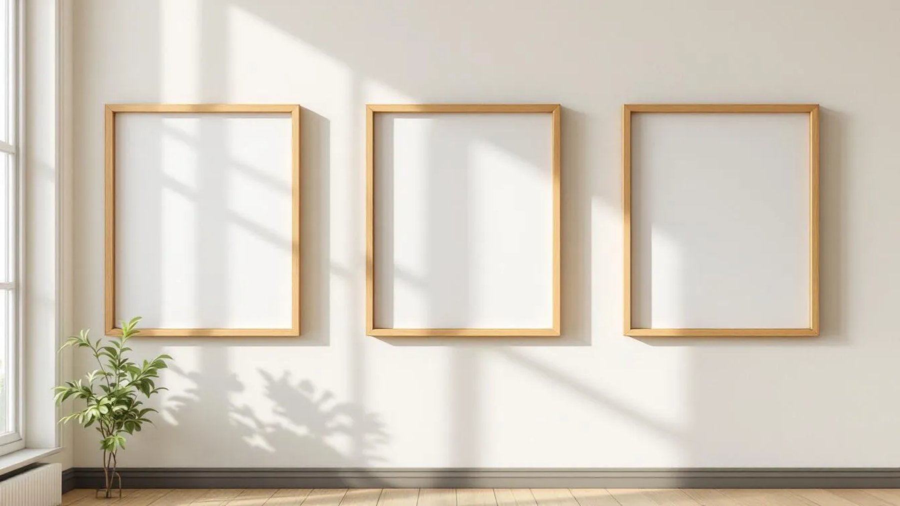Frame Lifestyle Frame Mockup — Raw Pine Frame Landscape 3:4 — Perspective View — #00302 | MockupBulk