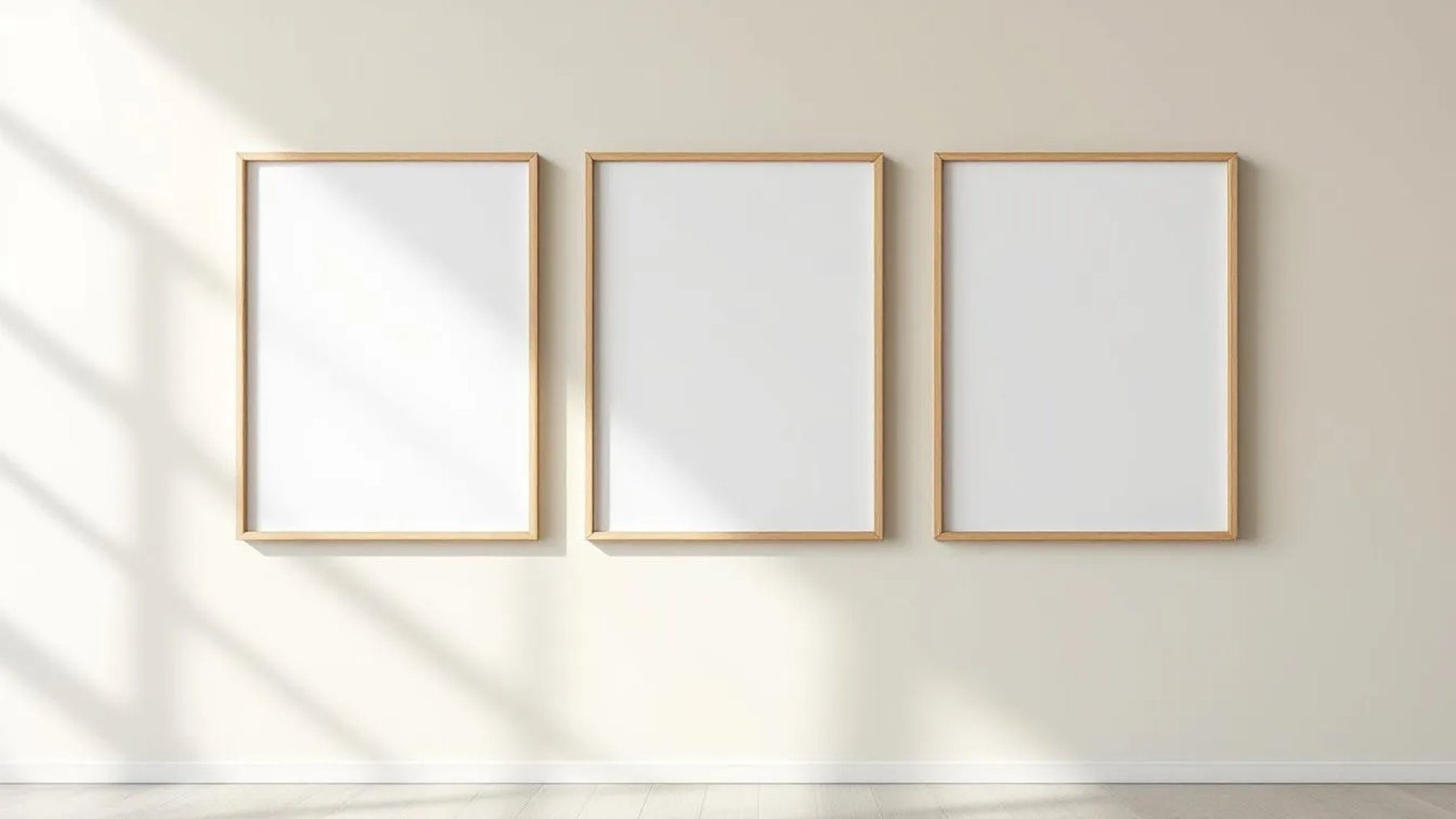 Frame Wall Art Mockup — Raw Pine Frame Square 1:1 — Perspective View — #00305 | MockupBulk