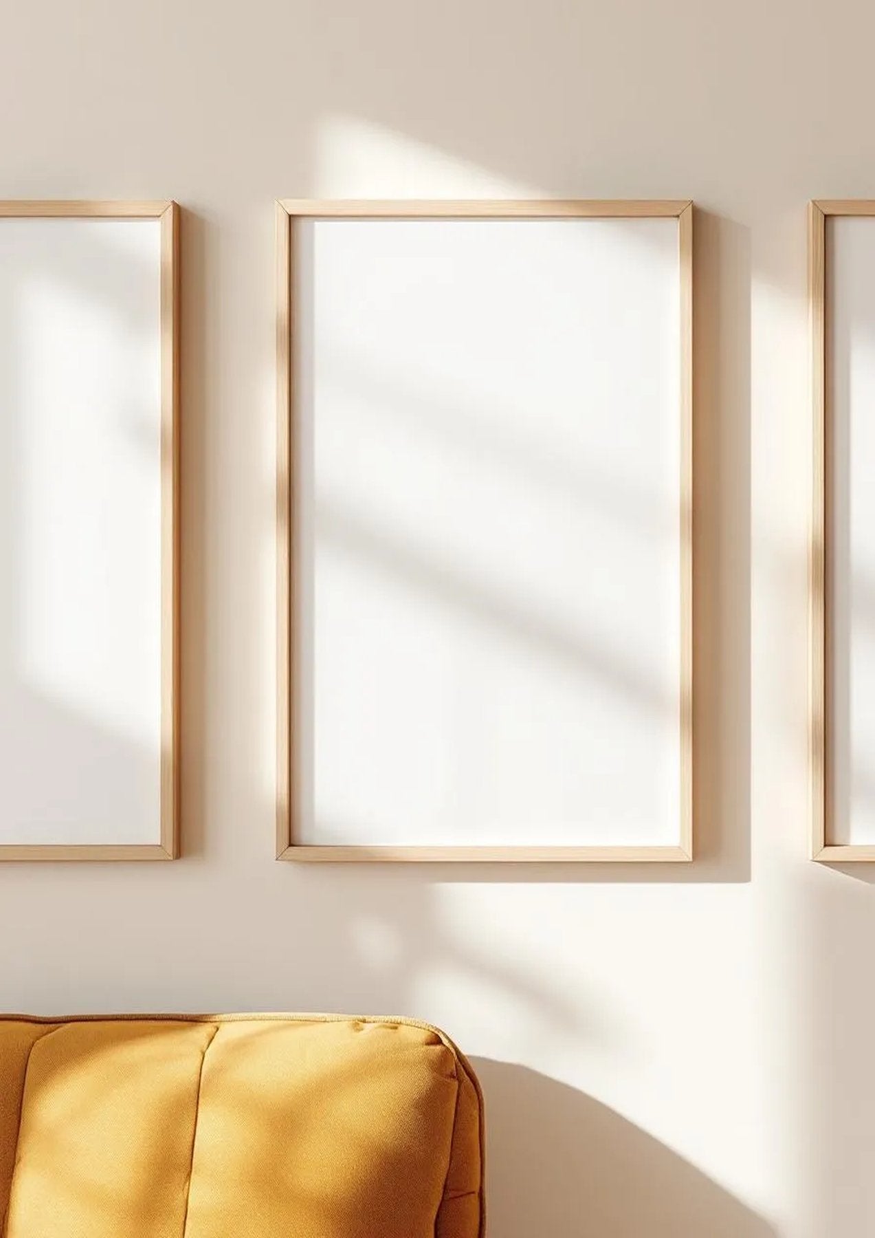 Frame Styled Room Mockup — Raw Pine Frame Portrait 2:3 — Perspective View — #00306 | MockupBulk
