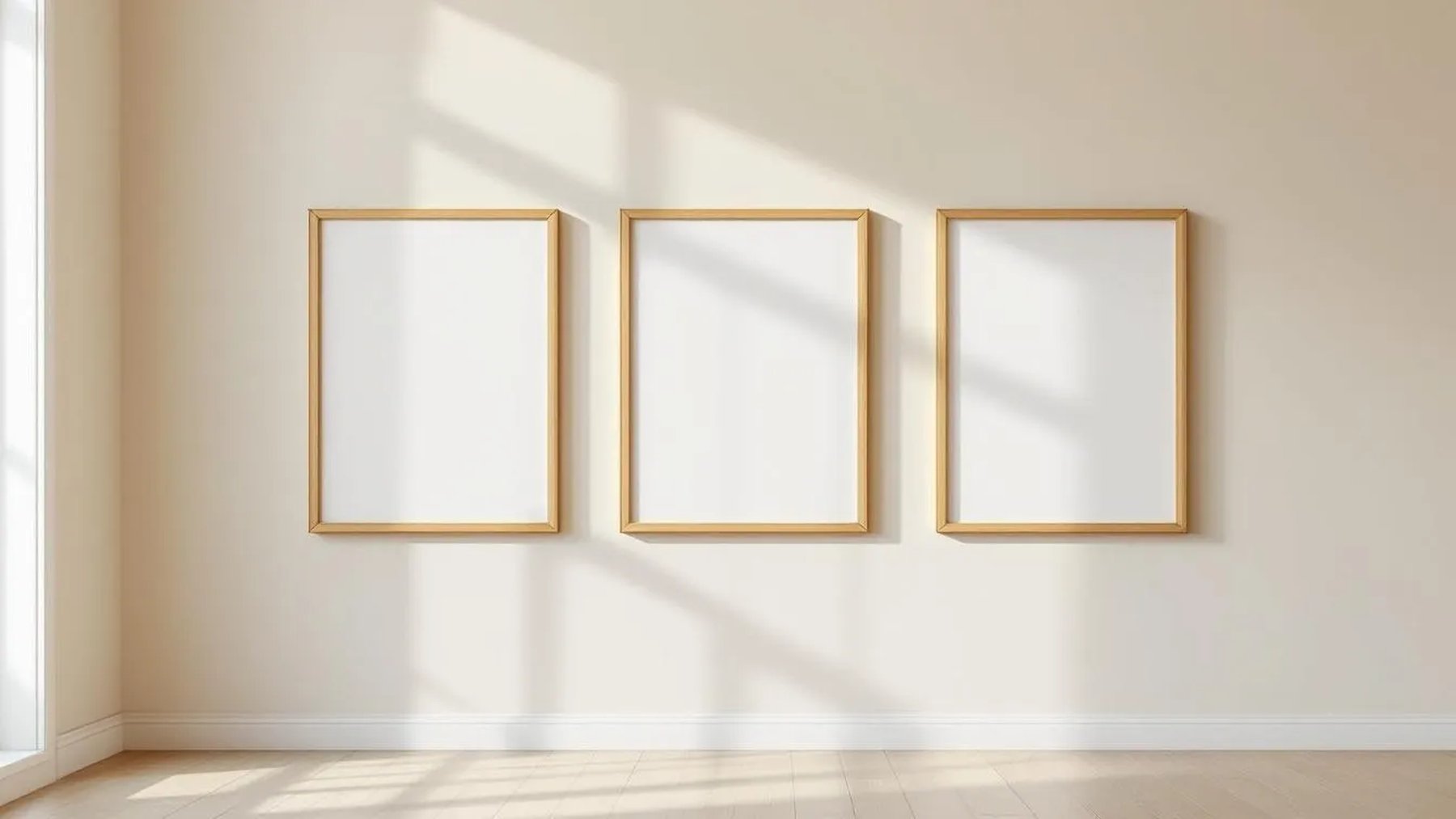 Frame Interior Frame Mockup — Raw Pine Frame Square 1:1 — Perspective View — #00308 | MockupBulk