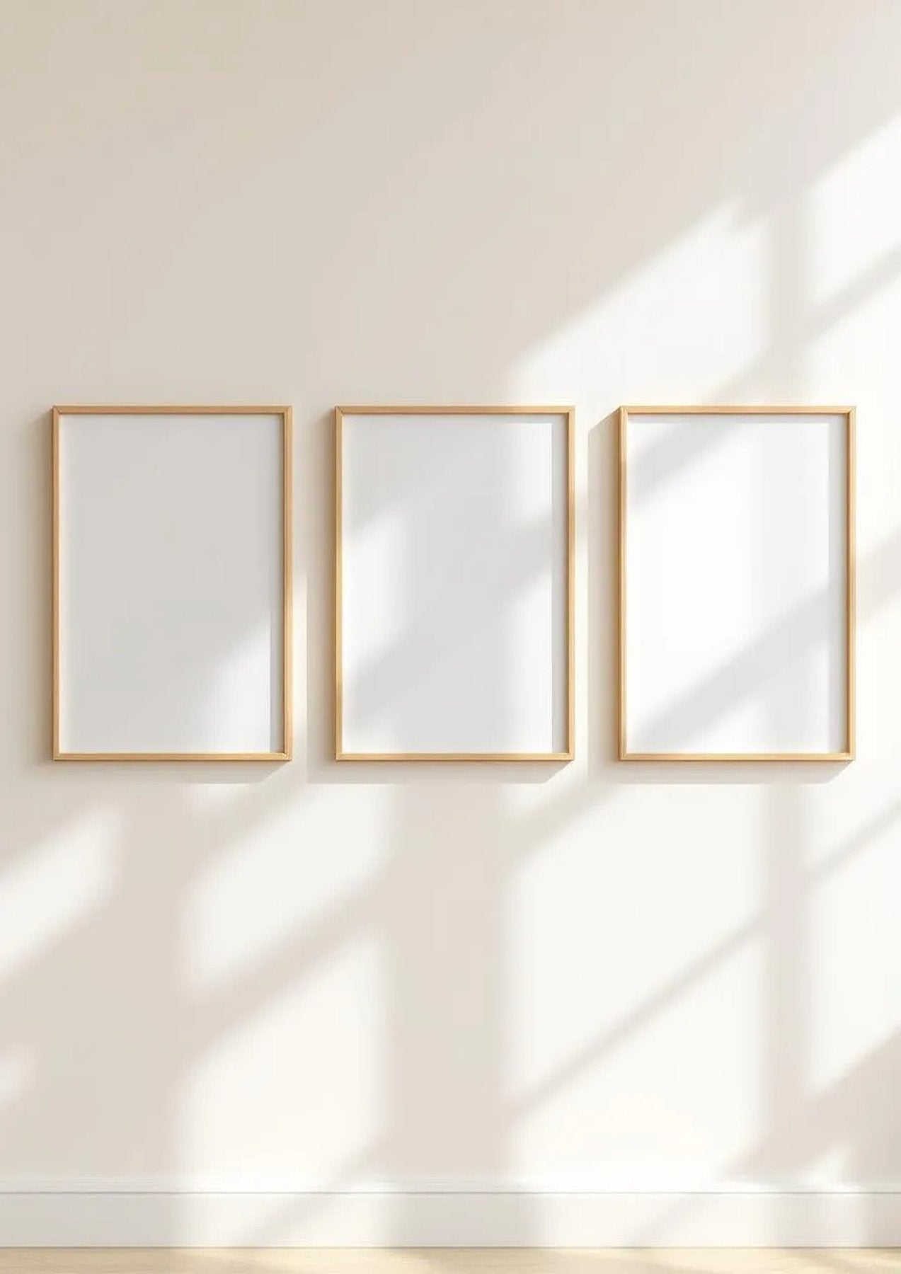 Frame Wall Art Mockup — Raw Pine Frame Portrait 2:3 — Perspective View — #00309 | MockupBulk