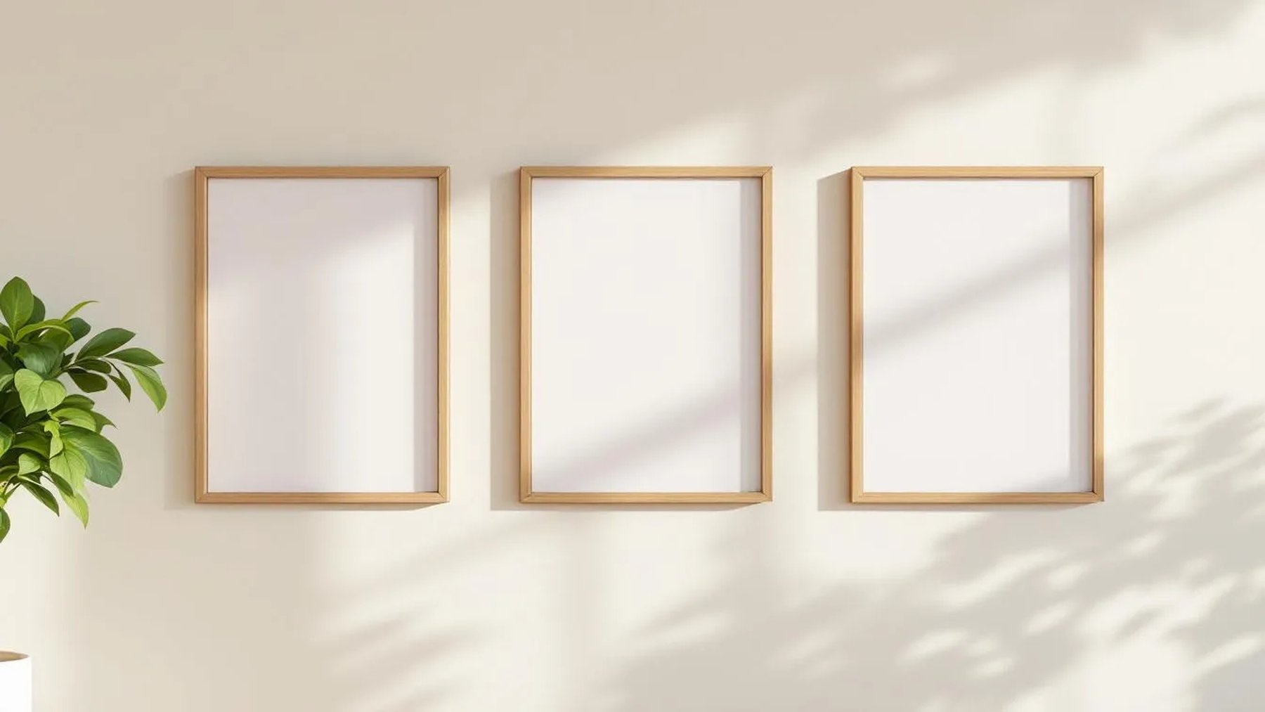 Frame Room Scene Mockup — Raw Pine Frame Landscape 3:4 — Perspective View — #00311 | MockupBulk