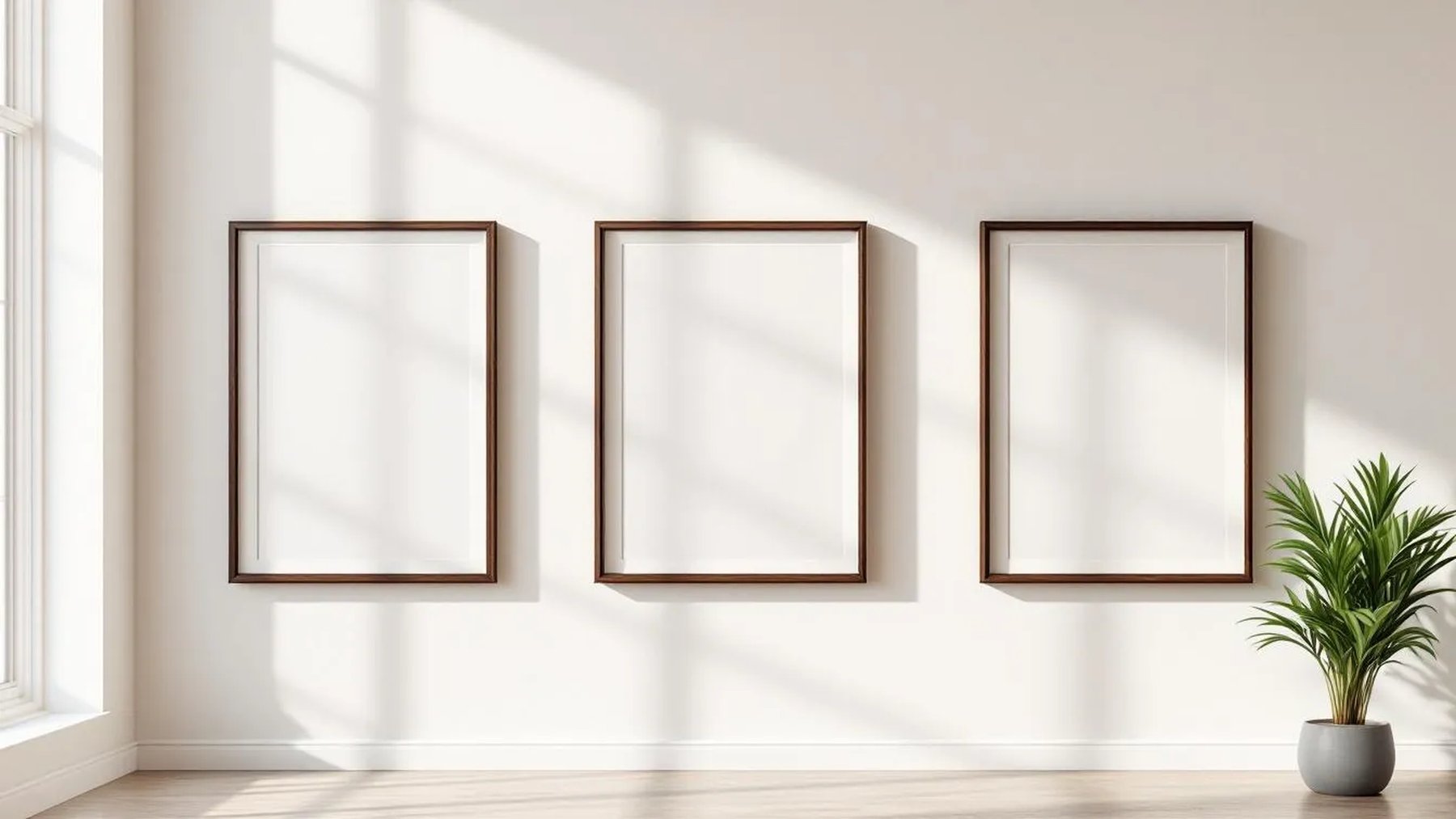 Frame Room Scene Mockup — Espresso Frame Square 1:1 — Perspective View — #00317 | MockupBulk